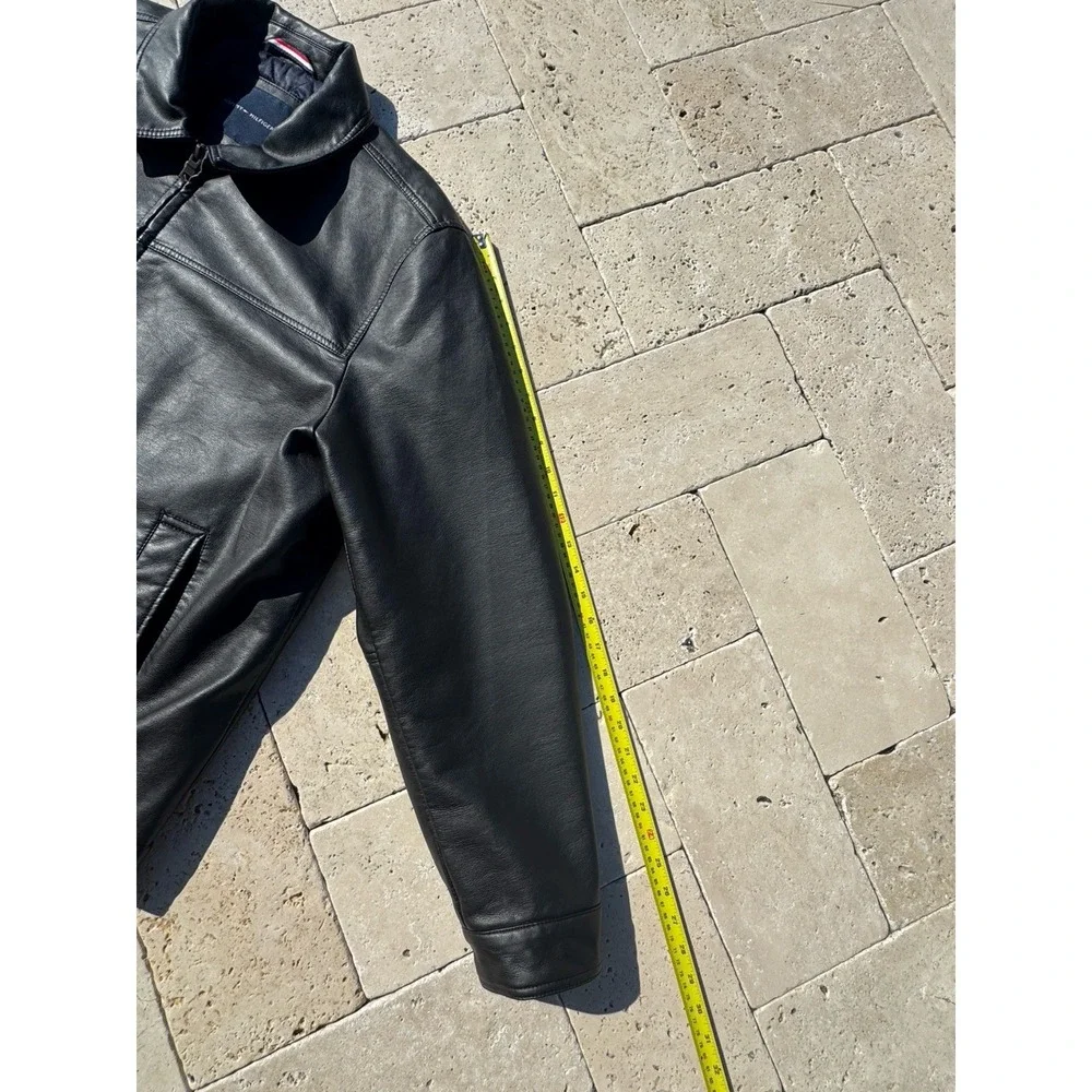 MEN'S TOMMY HILFIGER DARK BROWN FAUX LEATHER BOMBER WINTER JACKET‎ XL
